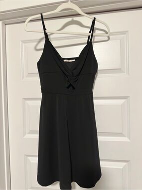 Twist front black mini dress